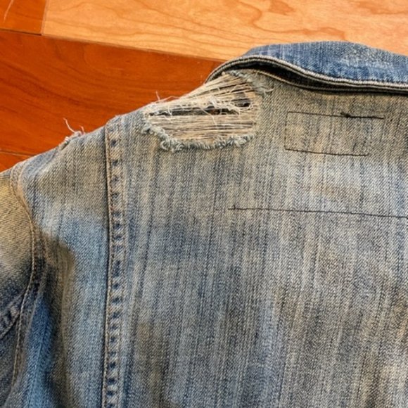 Current/Elliott The Snap Destressed Jean/Denim Jacket - Women's Size Medium - Picture 4 of 6